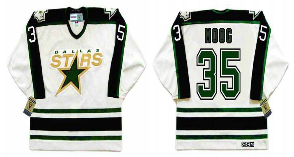 2019 Men Dallas Stars #35 Moog White CCM NHL jerseys